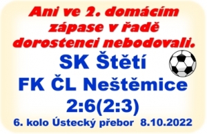 Ani pěkná branka, kterou vstřelil Milan Kačo z volného přímého kopu, k zisku bodů dorostencům nepomohla. Třetí porážka v řadě.