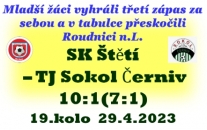 Hosté z Černivi sice vyrovnali na 1:1, ale pak nazuli střelecké kopačky mladší žáci Štětí. kteří se prostříleli až k desítce . ve čtvrtek čeká mladší žáky dohrávka v Úštěku. 