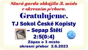 Stará garda se raduje. Skončila na 3. místě okresního přeboru. I když se v závěru základní části tolik nedařilo, tak v nadstavbové části  Sepap zabral a dokráčel zaslouženě pro 3. místo