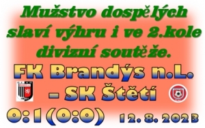 Úspěšná jízda mužstva dospělých pokračovala i ve 2. kole. Diváci moc šancí neviděli . Rozhodnutí přinesla poslední minuta. Hlavička Filipa Zezuly byla jedinou trefu utkání.