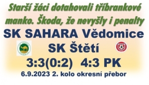 Dohrávku 2. kola okresního přeboru starších žáků rozhodovaly penalty.
