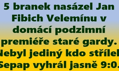Sepap Štětí – SK Velemín 9:0(3:0)   okresní soutěž A staré gardy  2. kolo  15. 9.2023   Do desítky chyběl kousek,  I tak to staré gardě v pátek večer střílelo.