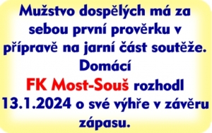 FK Baník Most-Souš – SK Štětí 3:1(1:1) 13.1.2024 přípravný zápas  UT Velebudice