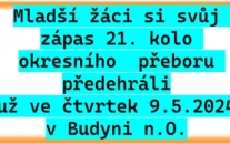 TJ Viktorie Budyně n.O. - SK Štětí 4:6(0:0) 21. kolo okresní přebor 9.5. 2024 mladší žáci