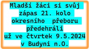 TJ Viktorie Budyně n.O. - SK Štětí 4:6(0:0) 21. kolo okresní přebor 9.5. 2024 mladší žáci