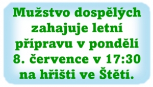 Kromě tréninků čeká mužstvo dospělých před začátkem podzimní části 5 přípravných a 1 pohárový zápas.  Na závěr se můžete ještě vrátit do minulého ročníku.